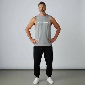 Alphalete Men's Sleeveless Performance Core‎ Cut Off Tank Top Gray Size Small